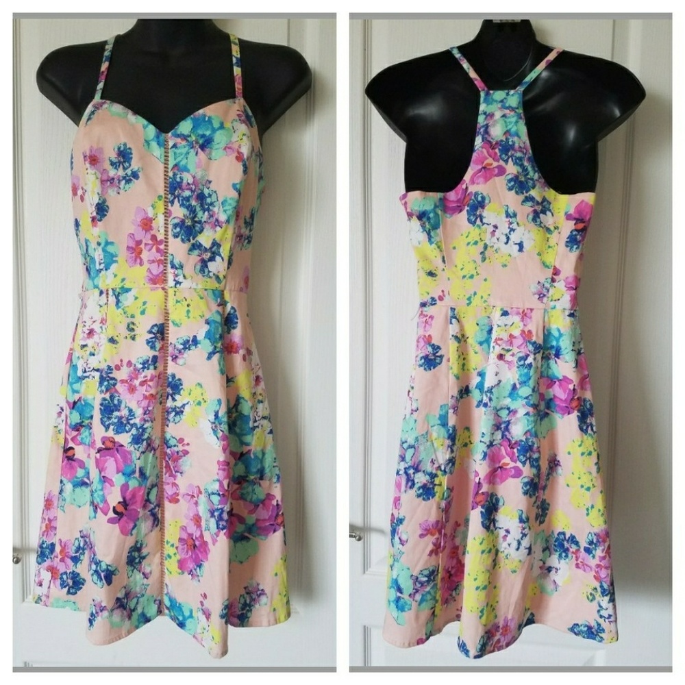 Candie's Floral Spring Wedding Guest Fit & Flare Dress Juniors Size 1